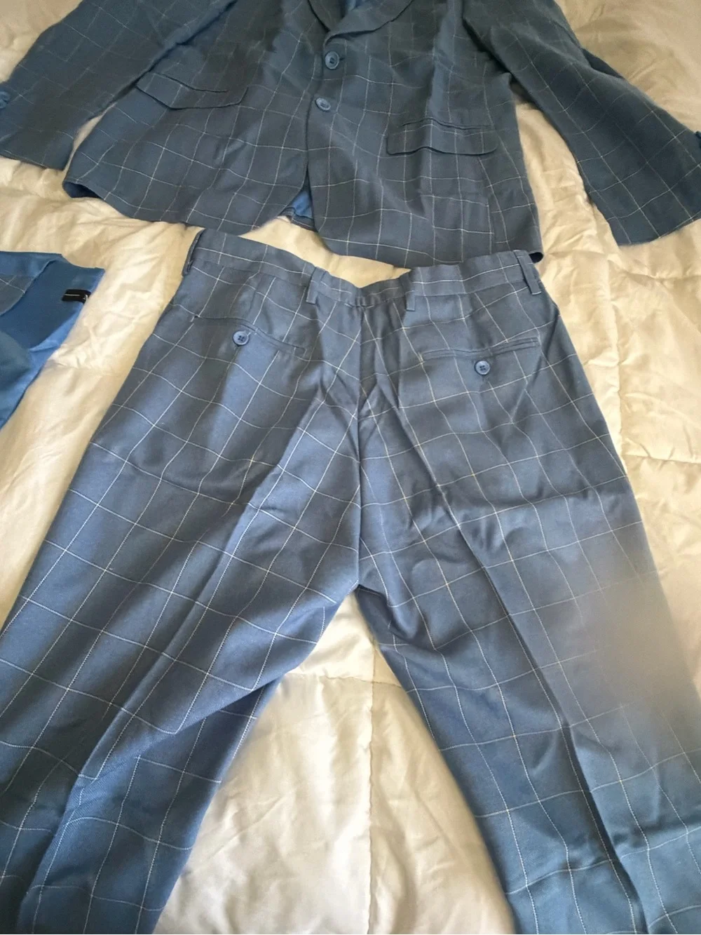 Slim Fit Blue Windowpane 3-Piece Suit